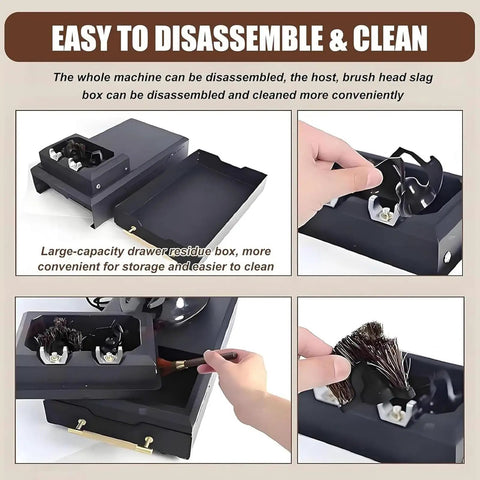 Heavy Duty Electric Coffee Portafilter Cleaner Knock Box Combo shown disassembled for easy cleaning and maintenance