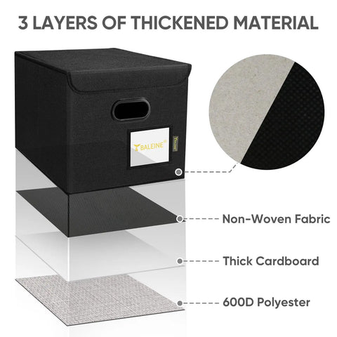 Collapsible File Organizer Box With Lid Featuring Slick Glide Rails For Letter Size Documents Made From Sturdy Polyester To Keep Your Desk Files Nifty And Totally Legit Neat