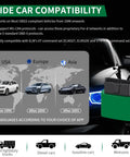 VLinker FD Plus OBD2 Bluetooth Diagnostic Scanner compatible with cars from USA, Europe, and Asia shown alongside a car image