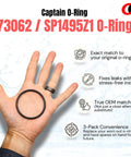 Replacement SP1495Z1 Union O Ring 273062 Three Pack For Pool And Spa Filter Fittings Compatible With Hayward Jacuzzi Waterway Pentair And More Ideal For Leaky Seals And Quick DIY Pool Maintenance. Black O-ring held in hand