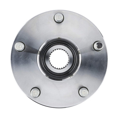 Front view of Rear Wheel Bearing Hubs Assembly Replacement for Subaru vehicles, showing 5-bolt design and durable metal finish.