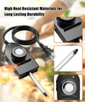 Heat Control Thermostat Probe For Electric Cookware Replacement Cord showing probe tip and settings dial with power plug.
