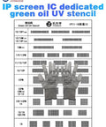 Screen IC Pad Green Oil UV Stencil Set For IPhone 11 To 16 Pro Max Solder Mask Repair Kit shown with stencil patterns.