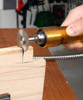 Rotary tool cutting wood with 10 Pc Resin Cut Off Discs for Rotary Tool Set With Diamond Metal Wood Cutting Wheels and Drill