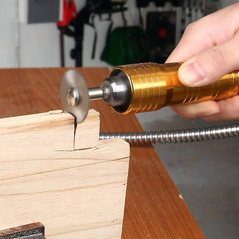 Rotary tool cutting wood with 10 Pc Resin Cut Off Discs for Rotary Tool Set With Diamond Metal Wood Cutting Wheels and Drill