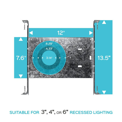 New Construction Recessed Lighting Mounting Plate Kit For 3 4 6 Inch LED Housings With Extendable Hanger Bars ETL Listed 6 Pack