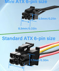 Mini ATX 6-Pin To SATA 15-Pin Power Adapter Extension Cable For HDDs SSDs And DVD CDROM Drives, 16 Inch Length, Pack Of 2, A Killer Pick For PC Builds, Gaming Rigs, And Quick Power Connector Upgrades., 6-pin connector size comparison