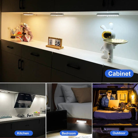 Stick On Wireless Under Cabinet Lights Anywhere With Remote Control Dimmable 20 LED Rechargeable Night Light illuminated under cabinets and various settings
