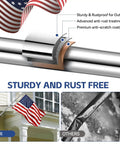 Heavy Duty 5 Ft Flag Pole Kit With 3x5 American Flag For Outdoors showing anti-rust treatment and comparison to inferior products
