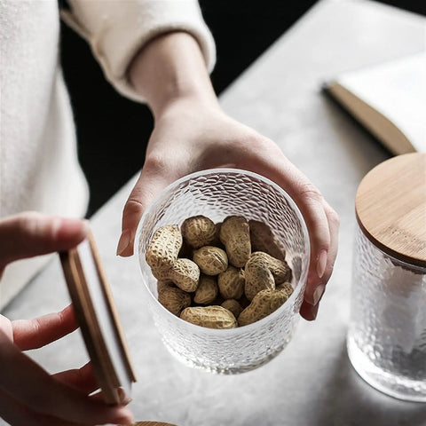Top Shelf Airtight Glass Storage Jars 320 Milliliters With Durable Sealed Lids For Coffee Beans Tea Nuts Candy And Spices To Keep Your Pantry Stash Fresh And Organized with peanuts.