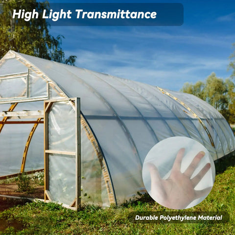 12 Ft By 25 Ft Greenhouse Plastic Film Cover, 6 Mil Clear Polyethylene Sheeting With UV Resistant Coating, Anti Drip And Anti Fog, Heavy Duty Garden And Farm Greenhouse Cover For Agriculture And Plant Growth