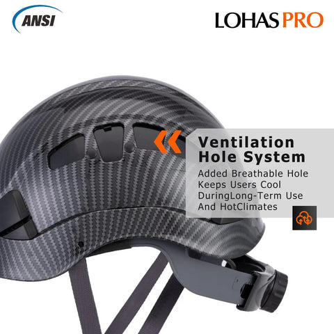 Side view of Heavy Duty Construction Hard Hat With Visor And Chin Strap White Ventilated Safety Helmet ANSI Z89.1 OSHA Approved