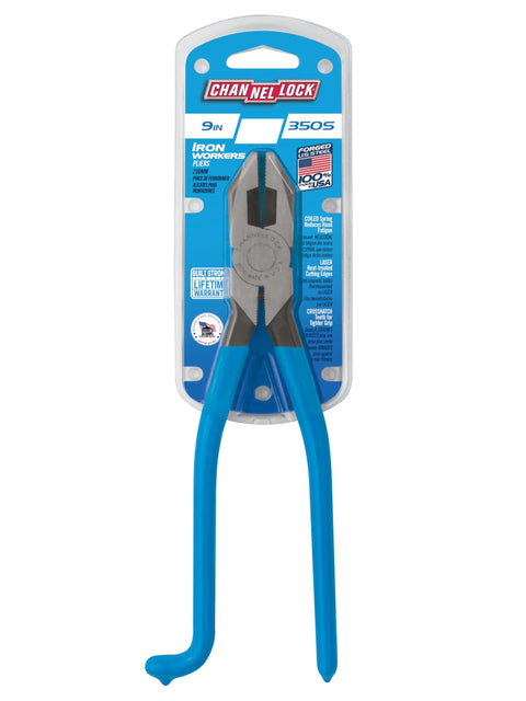 Ironworkers Pliers With Spring Loaded Coil Side Cutting 9 Inch Beefy Pro Grade Heavy Duty Tool in packaging