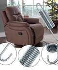 Straight Up Heavy Duty Replacement Recliner Chair Tension Springs With Long Neck Hook Style And Forty Five Degree Bend, Hella Durable Galvanized Steel Wire For Quick Furniture Mechanism Repair, Pack Of Two displayed next to a recliner.