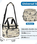 Desert Horseback Riding Insulated Lunch Bag Leakproof Cooler For Picnics And Beach Days shown with adjustable strap and size details