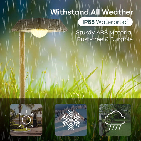 Solar Pathway Lights Outdoor Easy Install 200 Lumen Warm White Garden Driveway Yard Lighting 8 Pack Waterproof IP65 Modern showing weather resistance features
