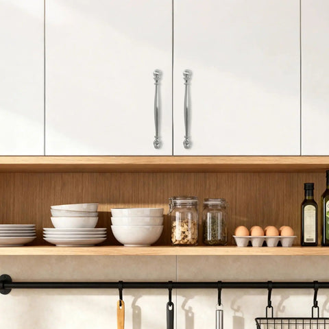 Kitchen cabinet with 10 Pack Six And A Quarter Inch Brushed Satin Nickel Sleek Cabinet Handles Zinc Alloy Drawer Pulls