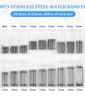 Amazon 360Pcs stainless steel watch band pins set, 1.5mm diameter, sizes 8-25mm, for watch repair