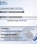 Front Hood Lift Gas Spring Struts 2 Pack For Jeep Grand Cherokee 2011 To 2022 And Dodge Durango 2011 To 2024, compressed and extended