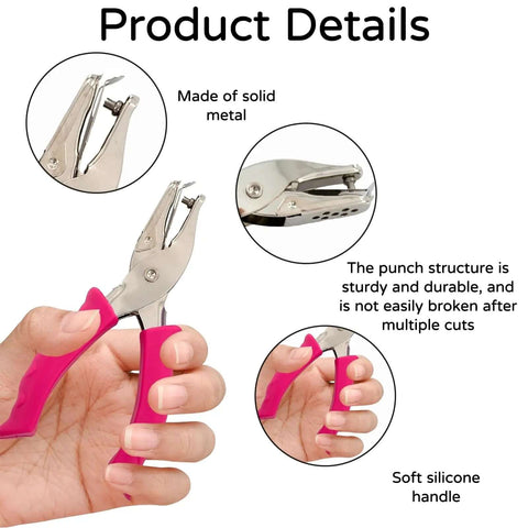 Two Pack One Quarter Inch Hole Punch For Paper Crafts Handheld Circle Punch Durable Metal Puncher With Rose-Red Silicone Handle