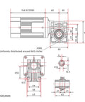 CNCTOPBAOS AC 110V 120W worm gear motor with 14mm output shaft and 1:10 gearbox, side view.
