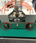 Adjustable Leveling Feet 65mm Stainless Base For Furniture Easy Glide Leg Levelers With Threaded Sockets Light Duty Yet Durable For Home Kitchen Office Garage Shop And Retail Displays. Machine base with adjustable feet shown at the corners.