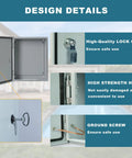 Weatherproof Outdoor Electrical Enclosure Box 12 By 8 By 6 Inches, Tough As Nails Heavy Duty Steel Junction Box design details