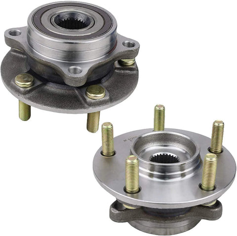 Pair Of Front Wheel Hub And Bearing Assemblies For 2008 2012 Mitsubishi Lancer Evolution AWD Dope Replacement With Durable Precision Bearings For Front Wheels Fits Left And Right Side