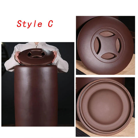 Hella Durable Ceramic Rice Jar And Airtight Storage Container For Coffee Beans Tea Flour Pet Food And Grains With Secure Lid Options, showing lid design and jar angle.