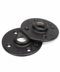 Straight Up Heavy Duty Black Pipe Flange Fitting Set For Wall Mount Towel Bar, Vintage Rustic Farmhouse Decor, Built Like A Tank Malleable Iron DIY Threaded Holder, 2 Pack. Sturdy matte black flanges.