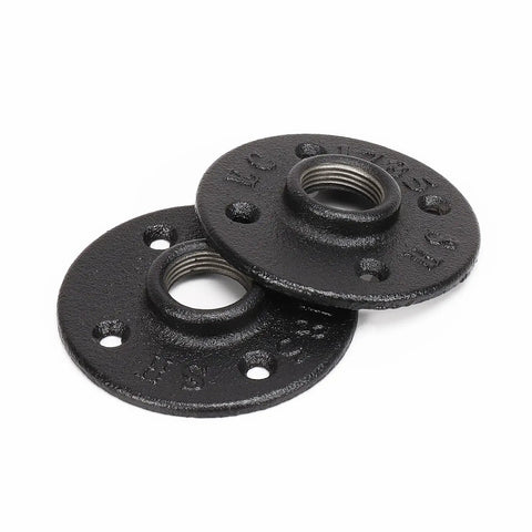 Straight Up Heavy Duty Black Pipe Flange Fitting Set For Wall Mount Towel Bar, Vintage Rustic Farmhouse Decor, Built Like A Tank Malleable Iron DIY Threaded Holder, 2 Pack. Sturdy matte black flanges.