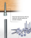 Vertical Rod Anchor Super Screw With Three Eighths Inch Threaded Rod Fitting For Wood, Quarter Inch By Two Inch Zinc Galvanized Steel Pack Of 25