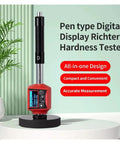 Portable Pen Style Digital Hardness Gauging Tool For Stainless Steel And Titanium Featuring Real Deal Multi Scale Readouts Including Hrc Hrb And Dead On Precision, compact design with digital display.
