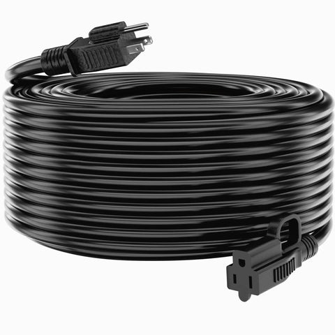 Outdoor Waterproof Extension Cord 40 Feet 16 AWG SJTW Built Tough Heavy Duty 3 Prong Power Cable For Indoors And Outdoors Cold Resistant 125V 13A 1625W ETL Listed Black