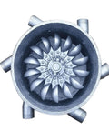 Top view of 3000W Water Turbine Generator For Off Grid Power 220V Micro Hydro System, showing six tubes and copper coil.