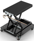Heavy Duty 1100 Lbs Motorcycle Lift Stand With Dolly And Wide Anti Slip Deck Scissor Lift Jack For Cruisers Street Bikes ATVs And Motorcycles With J Crank Handle And Drill Compatible Socket A Real Workhorse