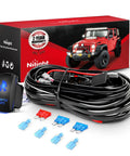 LED Light Bar Wiring Harness Kit With Dual Output 12V 5Pin Rocker On Off Switch Waterproof Power Relay Inline Blade Fuse 2 Lead Extendable Harness Sasquatch Lights Ready For Off Road Trucks SUVs And Jeeps