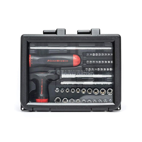 Ratcheting GearDriver Screwdriver Set 56 Pc With Interchangeable Shafts And Handles, 45 Tooth Ratcheting in plastic case