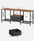 Reliable Industrial TV Console With Fabric Drawer And Open Storage Rack For 50 To 55 Inch Screens, dimensions illustrated.
