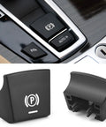 BMW Parking Brake Button Replacement Cover Kit For 2015-2019 5 Series F10 F07, 6 Series F12, shows close-up of P button and cover kit.