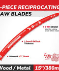 Beefy 15 Inch Arc Edge Reciprocating Saw Blades Set For Tree Trimming And Wood Cutting With Japanese Teeth 6TPI Includes Storage