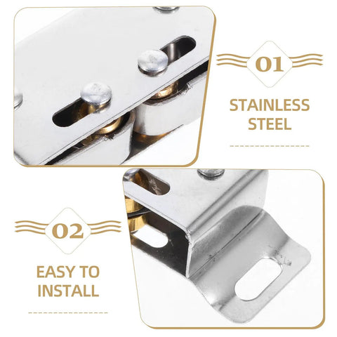 Door Catch Ball Spring Latch Kit With Adjustable Tension, 10 Pairs Stainless Steel Noise Reduction Closet Door Catches, Silver Finish