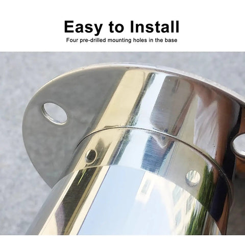 Tough As Nails Traffic Safety Bollard Post three inch diameter stainless steel base with pre-drilled mounting holes for installation.