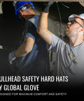 Two workers wearing Bullhead Safety Hard Hats by Global Glove in a construction setting for maximum comfort and safety.