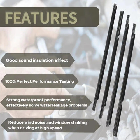 4Pcs Weatherstrip Window Molding Trim Seal Belt For Mitsubishi Lancer 2008 2017 with features like waterproofing and sound insulation