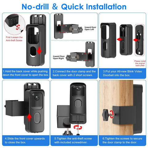 Anti Theft Doorbell Mount For All New 2nd Gen Video Doorbell No Drilling Rent Friendly Mount With No Block Sensor And Night Vision Bracket Holder installation steps