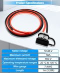Beefed Up 50A 7AWG Connector Kit For 12V/24V Systems, 1 Meter Lead, 600V DC Max, Minus 20C To 105C Temperature Range, Flame Retardant PC Housing, Built Tough For Auto, Marine, And DIY Electrical Projects, red and black 1m cable connector