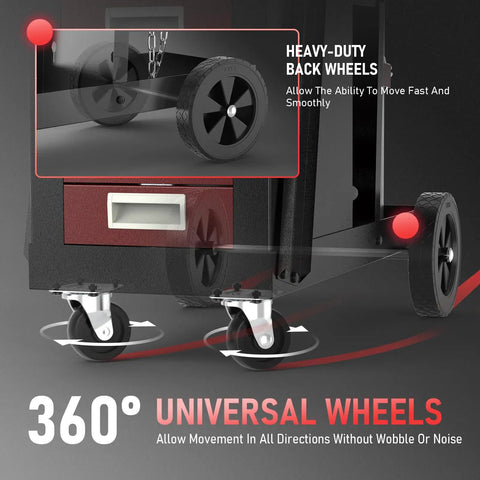 Welding Cart With Four Drawers For MIG Welder, TIG Welder And Plasma Cutter, Heavy Duty Steel Rolling Workhorse With 360 Degree Swivel Wheels