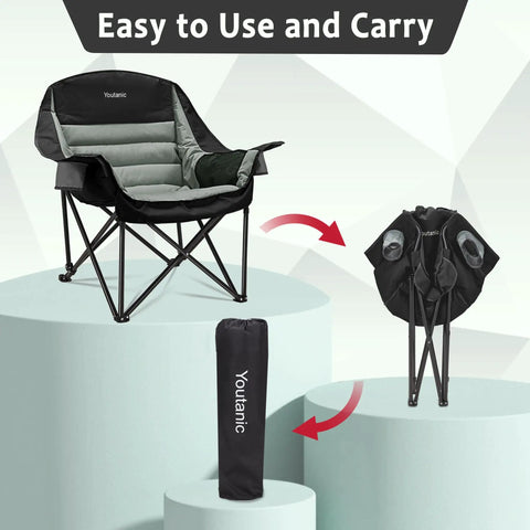 Beefy Heavy Duty Oversized Camping Chair With Side Pocket And Cup Holder Portable Folding Outdoor Chair For Adults Up To 400 Lbs