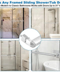 Top Shelf 30 Inch Bright Chrome Glass Shower Door Towel Bar With Sleek Silver Clear Brackets And Easy Peasy Handle Replacement For Framed Tub Enclosures That Nails A Spot On Thirty One Inch Fit, installed in modern bathroom setup.